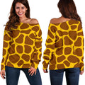 Yellow Brown Giraffe Pattern Print Off The Shoulder Sweatshirt