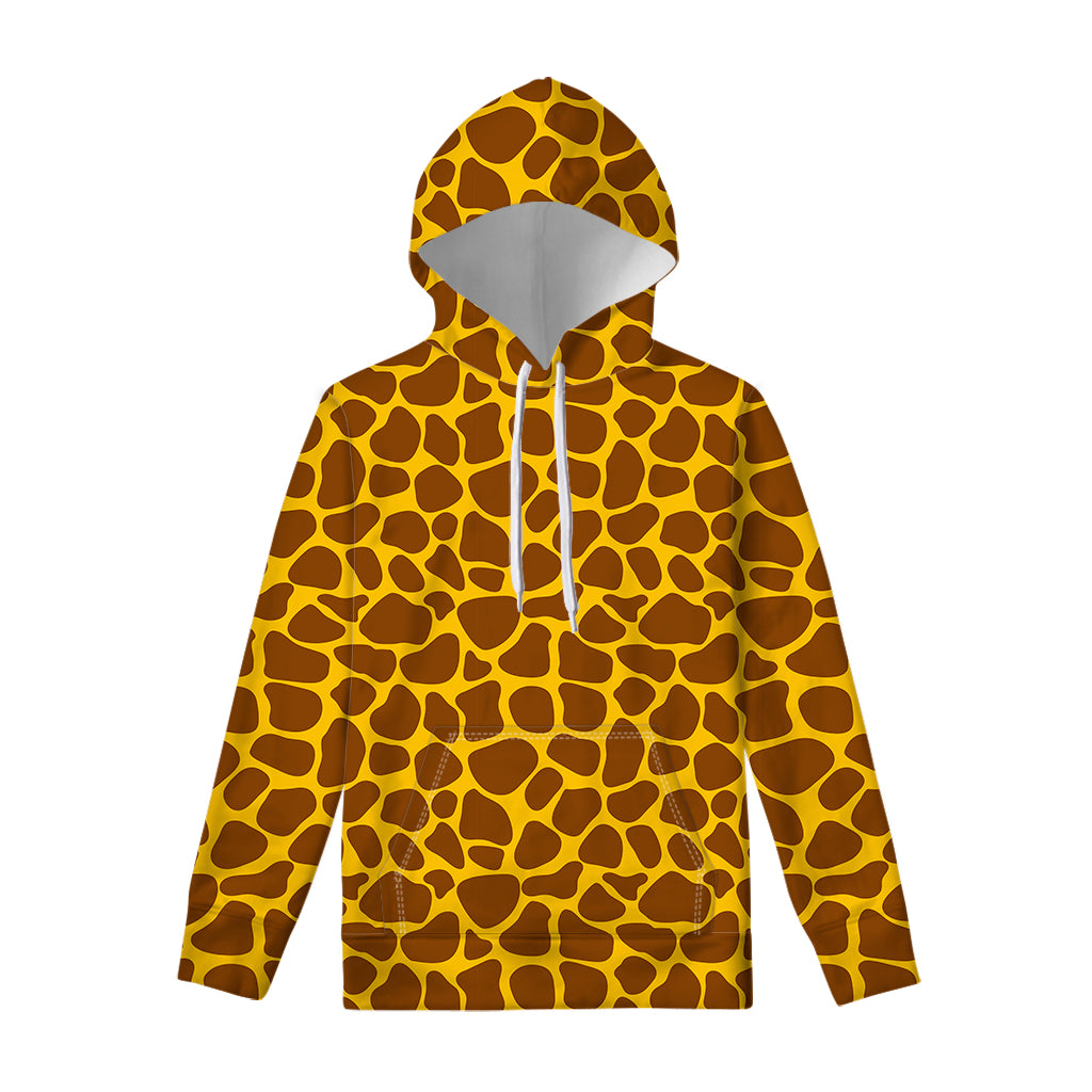 Yellow Brown Giraffe Pattern Print Pullover Hoodie