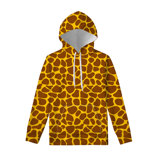 Yellow Brown Giraffe Pattern Print Pullover Hoodie