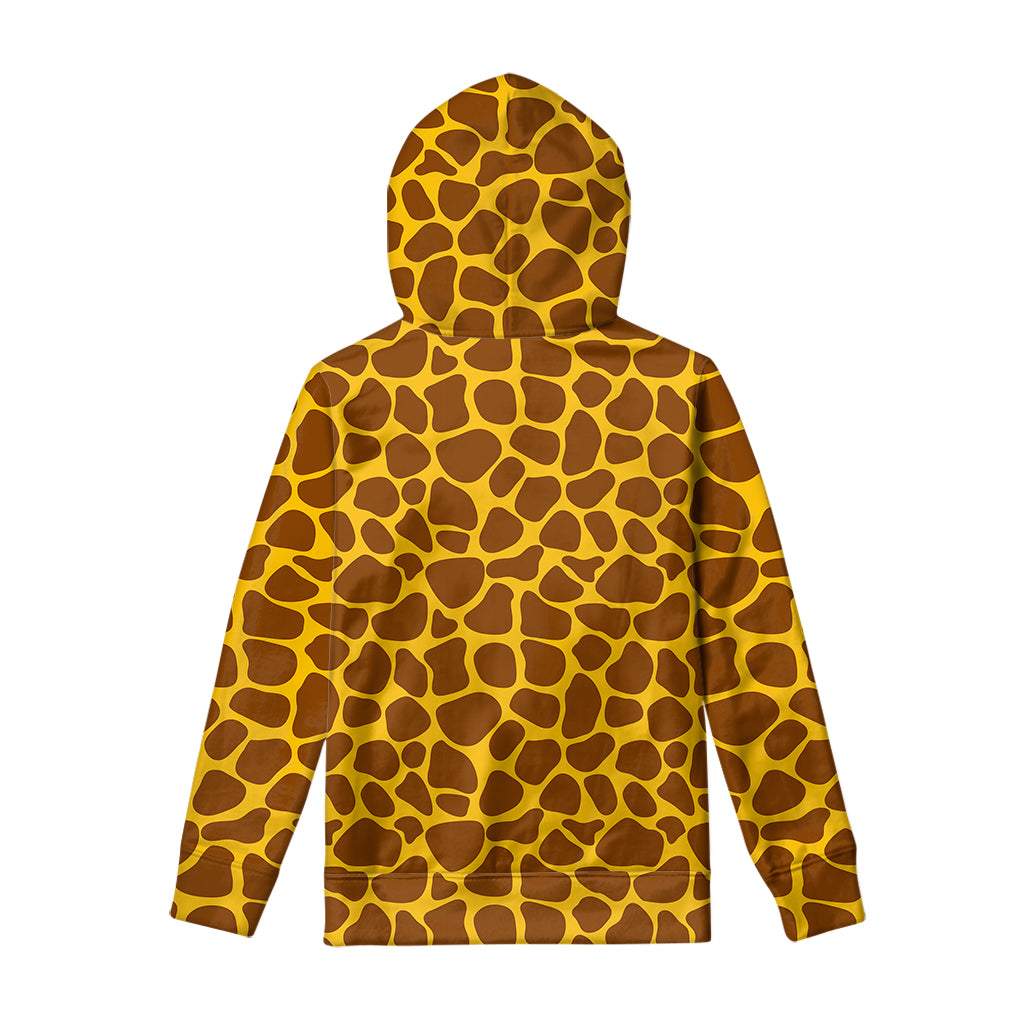 Yellow Brown Giraffe Pattern Print Pullover Hoodie