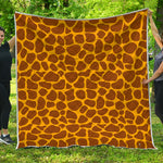 Yellow Brown Giraffe Pattern Print Quilt