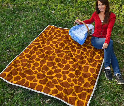 Yellow Brown Giraffe Pattern Print Quilt
