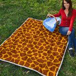Yellow Brown Giraffe Pattern Print Quilt