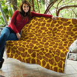Yellow Brown Giraffe Pattern Print Quilt