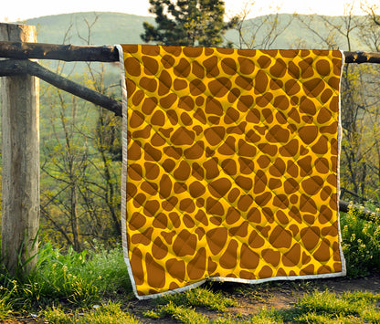 Yellow Brown Giraffe Pattern Print Quilt