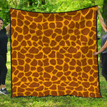 Yellow Brown Giraffe Pattern Print Quilt
