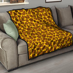 Yellow Brown Giraffe Pattern Print Quilt