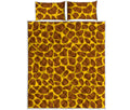 Yellow Brown Giraffe Pattern Print Quilt Bed Set