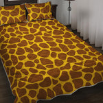 Yellow Brown Giraffe Pattern Print Quilt Bed Set