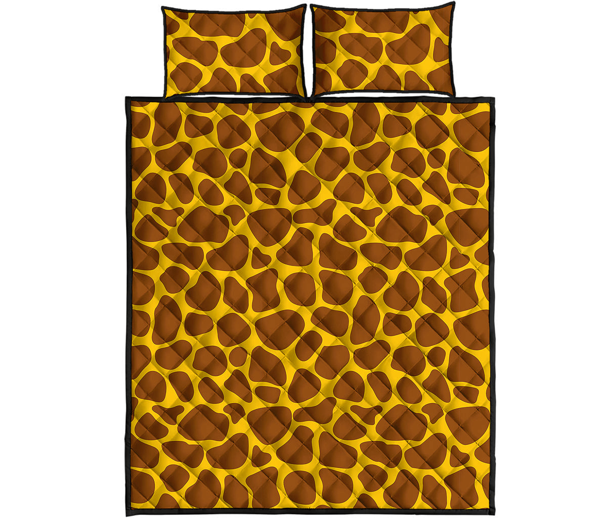 Yellow Brown Giraffe Pattern Print Quilt Bed Set