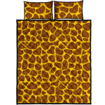 Yellow Brown Giraffe Pattern Print Quilt Bed Set