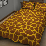 Yellow Brown Giraffe Pattern Print Quilt Bed Set