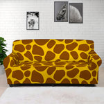 Yellow Brown Giraffe Pattern Print Sofa Cover