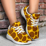 Yellow Brown Giraffe Pattern Print Sport Shoes GearFrost