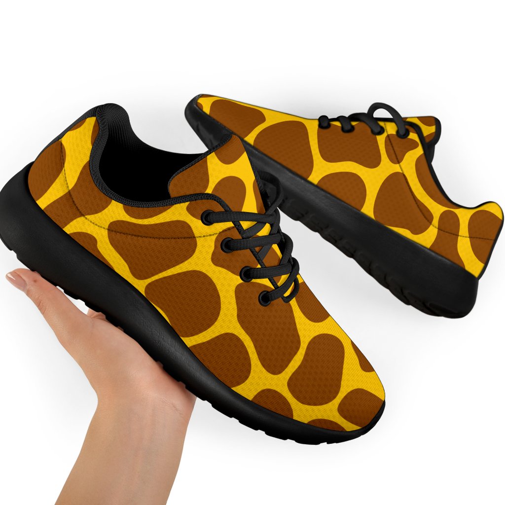 Yellow Brown Giraffe Pattern Print Sport Shoes GearFrost