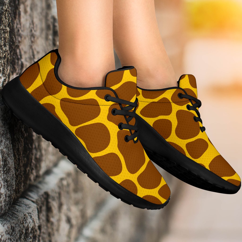 Yellow Brown Giraffe Pattern Print Sport Shoes GearFrost