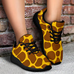 Yellow Brown Giraffe Pattern Print Sport Shoes GearFrost