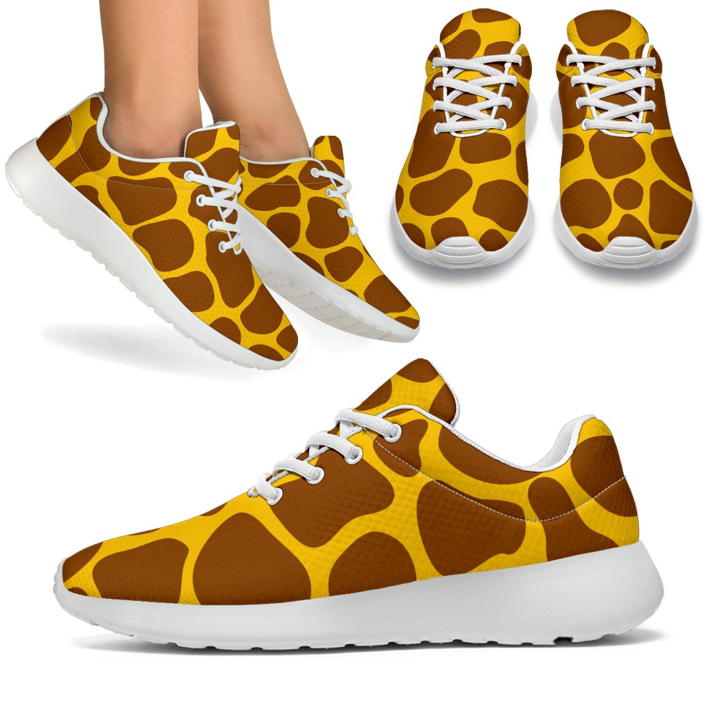 Yellow Brown Giraffe Pattern Print Sport Shoes GearFrost