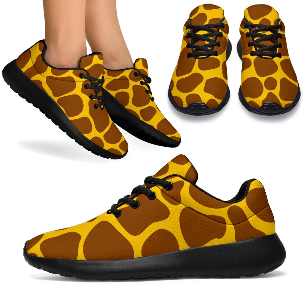 Yellow Brown Giraffe Pattern Print Sport Shoes GearFrost