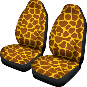 Yellow Brown Giraffe Pattern Print Universal Fit Car Seat Covers