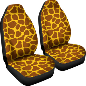 Yellow Brown Giraffe Pattern Print Universal Fit Car Seat Covers