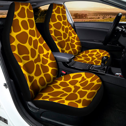 Yellow Brown Giraffe Pattern Print Universal Fit Car Seat Covers