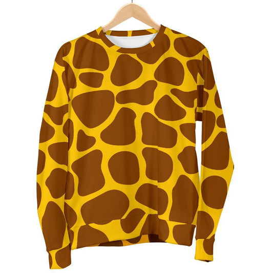 Yellow Brown Giraffe Pattern Print Women's Crewneck Sweatshirt GearFrost