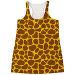 Yellow Brown Giraffe Pattern Print Women's Racerback Tank Top