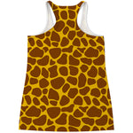 Yellow Brown Giraffe Pattern Print Women's Racerback Tank Top