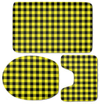 Yellow Buffalo Plaid Print 3 Piece Bath Mat Set