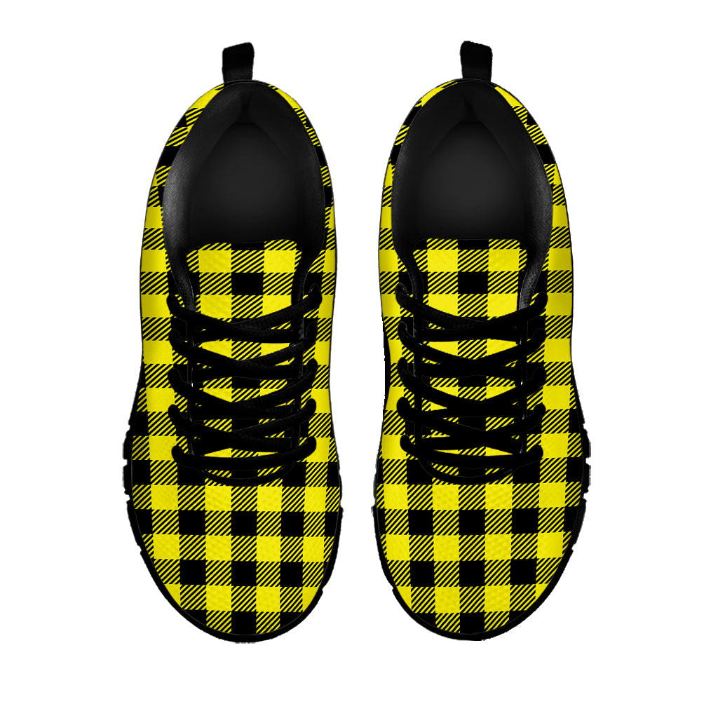 Yellow Buffalo Plaid Print Black Sneakers