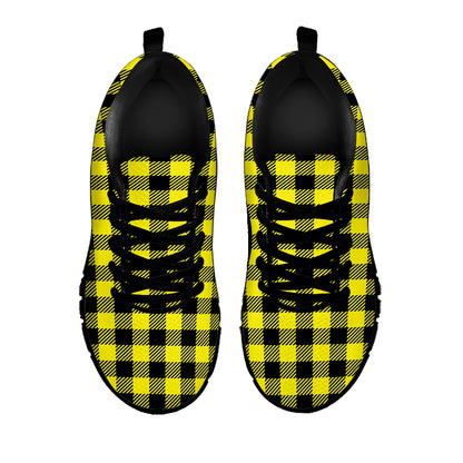 Yellow Buffalo Plaid Print Black Sneakers