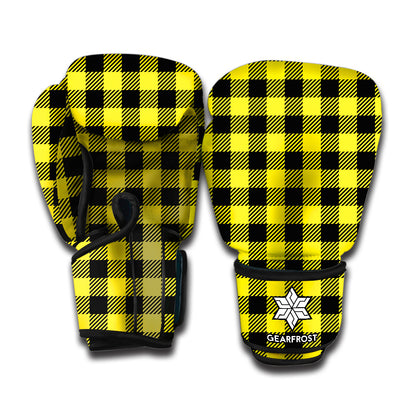 Yellow Buffalo Plaid Print Boxing Gloves