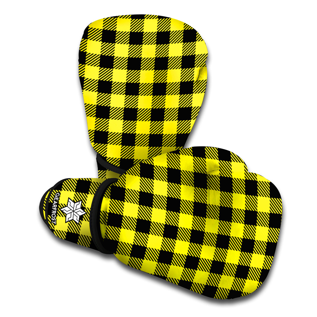Yellow Buffalo Plaid Print Boxing Gloves