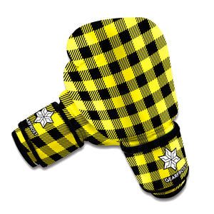 Yellow Buffalo Plaid Print Boxing Gloves