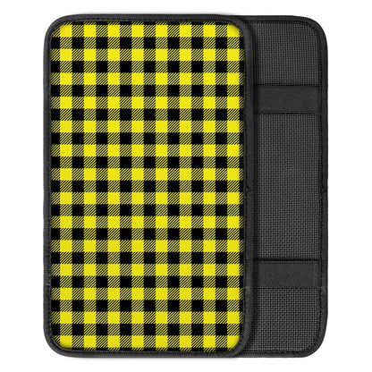 Yellow Buffalo Plaid Print Car Center Console Cover