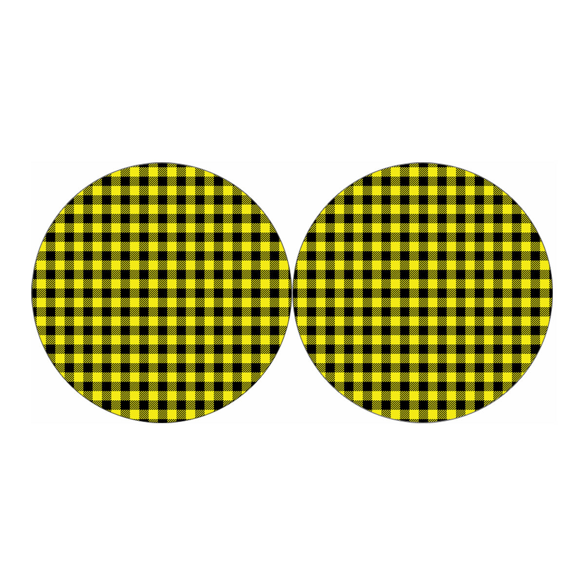 Yellow Buffalo Plaid Print Car Coasters