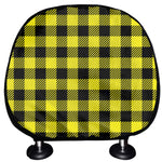 Yellow Buffalo Plaid Print Car Headrest Covers