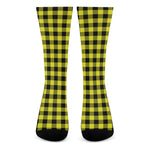 Yellow Buffalo Plaid Print Crew Socks