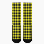 Yellow Buffalo Plaid Print Crew Socks