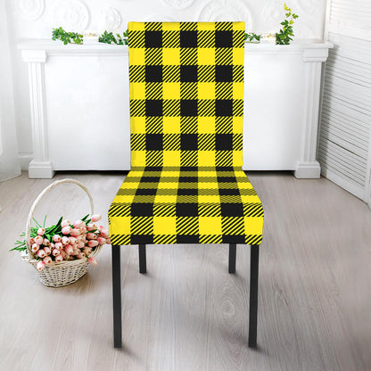 Yellow Buffalo Plaid Print Dining Chair Slipcover