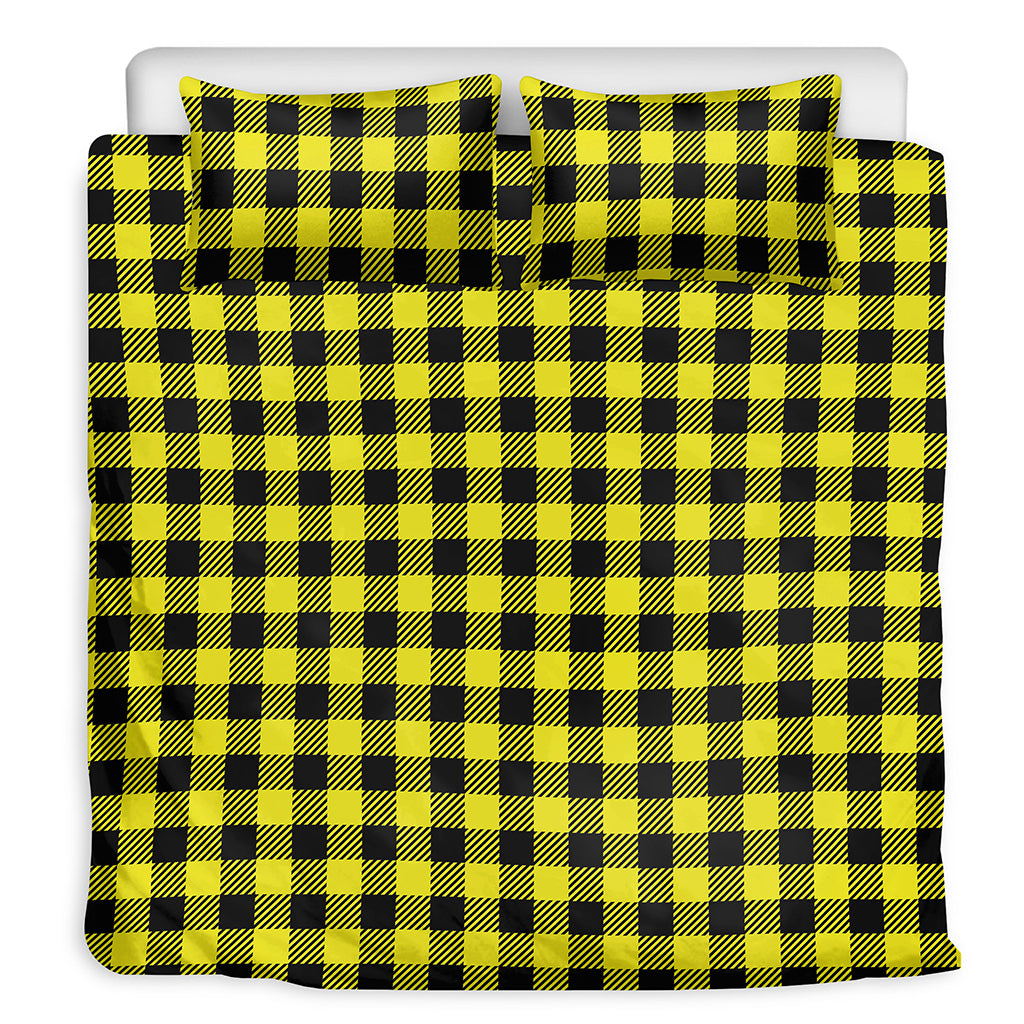 Yellow Buffalo Plaid Print Duvet Cover Bedding Set