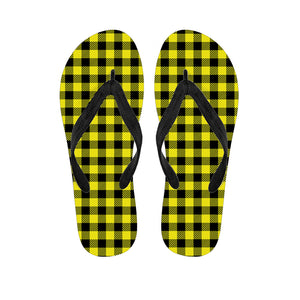 Yellow Buffalo Plaid Print Flip Flops