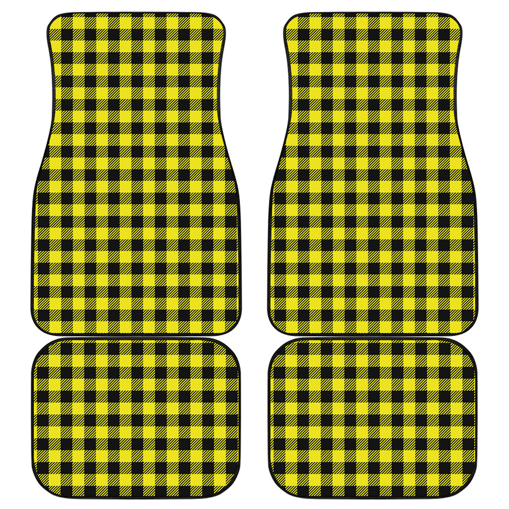 Yellow Buffalo Plaid Print Front and Back Car Floor Mats