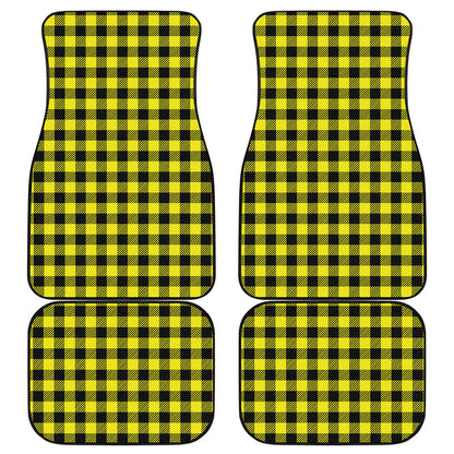 Yellow Buffalo Plaid Print Front and Back Car Floor Mats