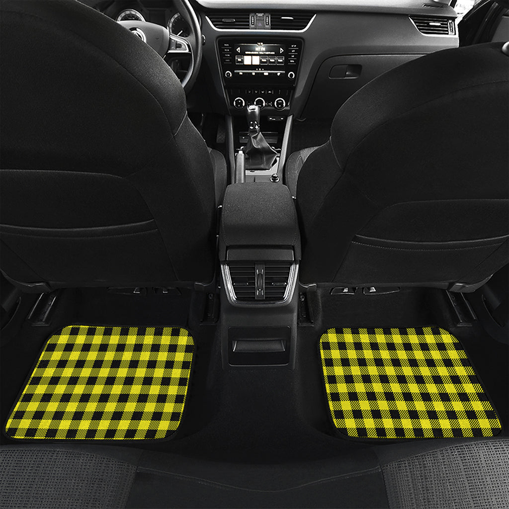 Yellow Buffalo Plaid Print Front and Back Car Floor Mats