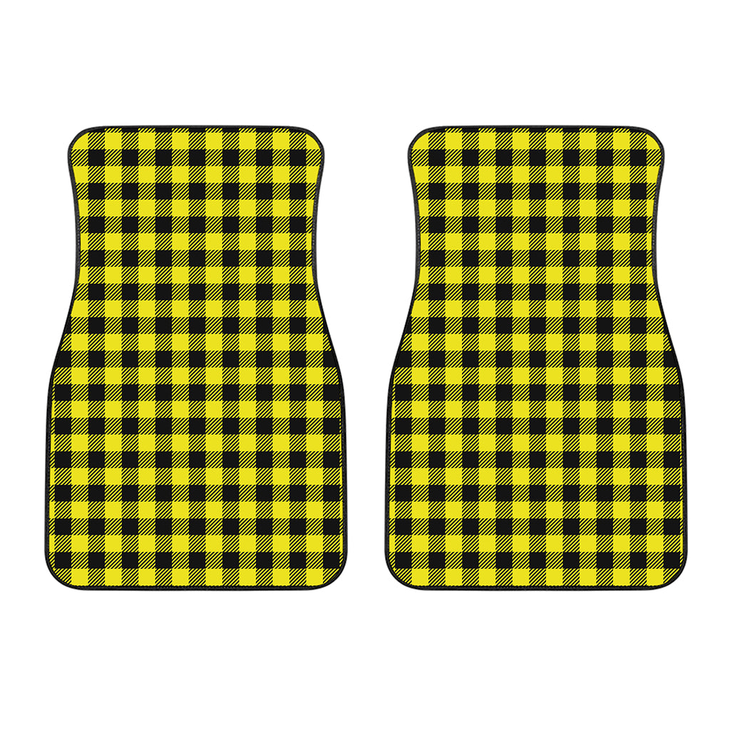 Yellow Buffalo Plaid Print Front Car Floor Mats