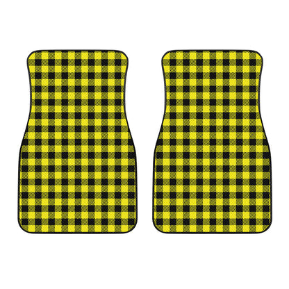 Yellow Buffalo Plaid Print Front Car Floor Mats