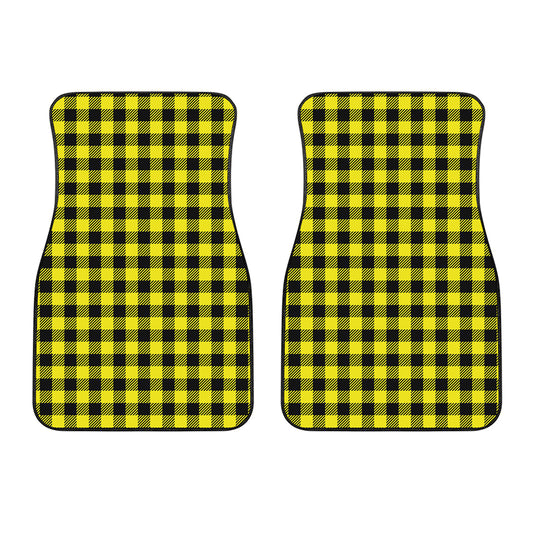Yellow Buffalo Plaid Print Front Car Floor Mats