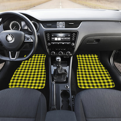 Yellow Buffalo Plaid Print Front Car Floor Mats